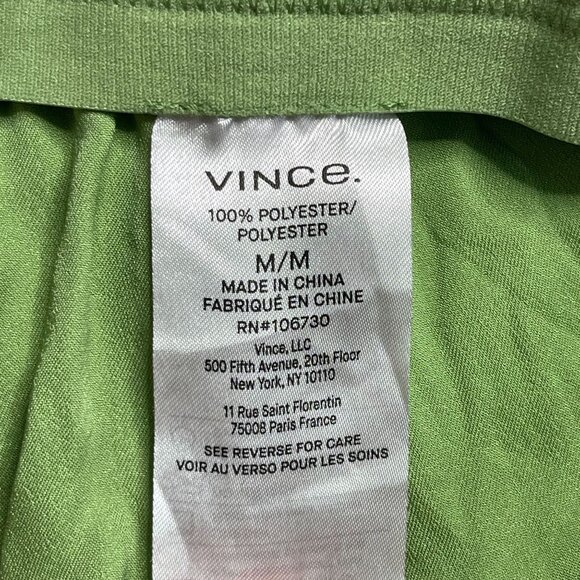 Vince Women's Green Crushed Pleated Satin High Waist Pull On Pants Size Medium - Picture 5 of 12